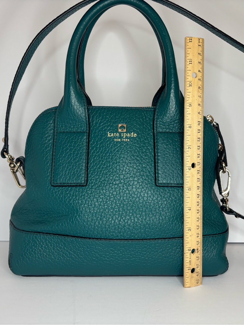 kate spade Teal Pebbled Leather Satchel with Detachable Strap